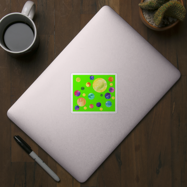 Green watercolor dots design - abstract by lausn